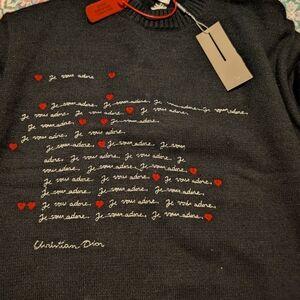 Dior Black Crewneck Sweater with Red Accents